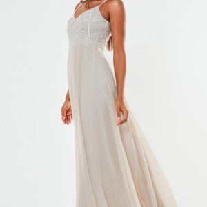 🤍 MISSGUIDED | Sequin Double Strap Cami Maxi Formal Dress Size 8